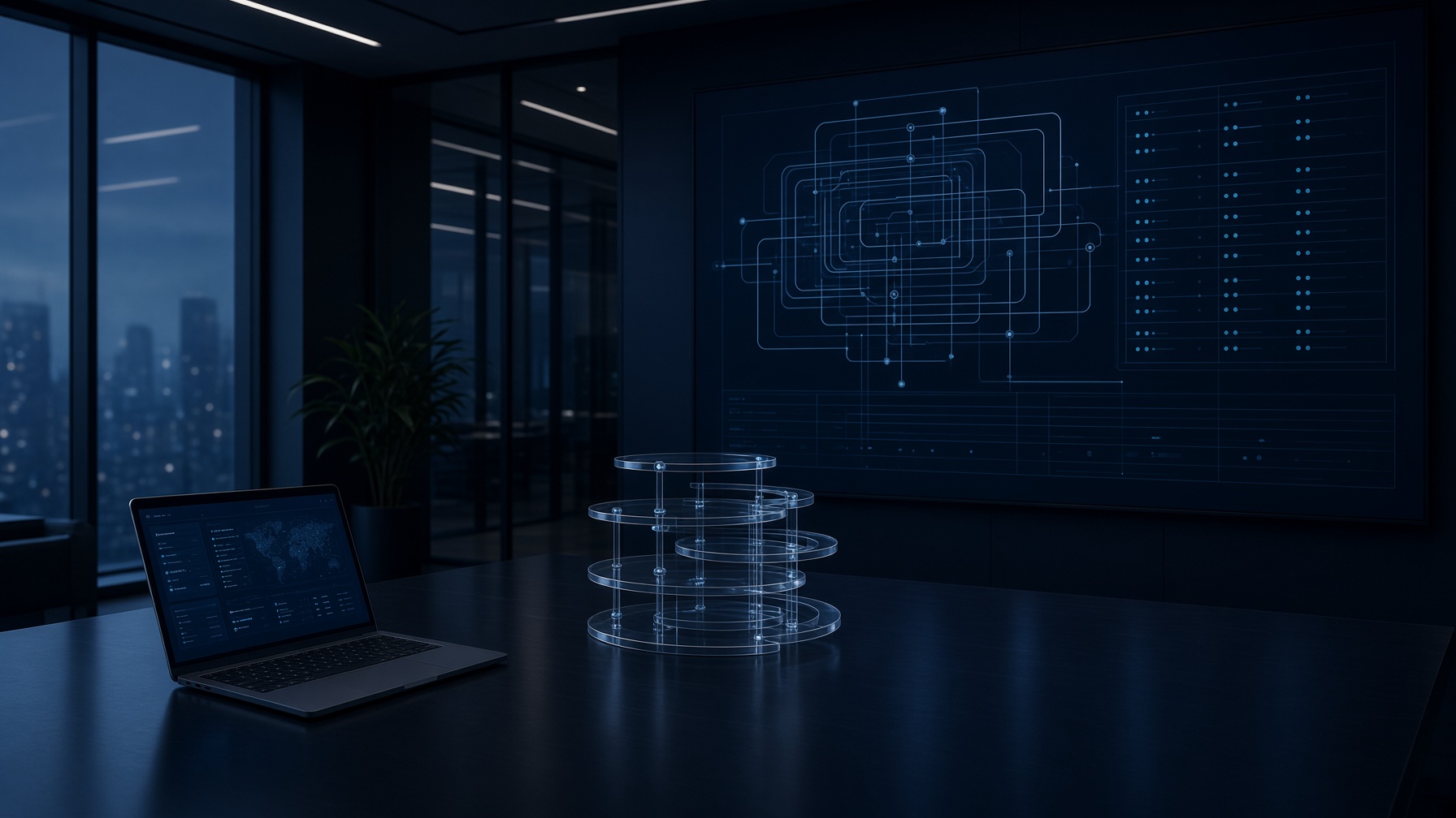 Cybersecurity governance workspace with architecture diagrams and a control framework